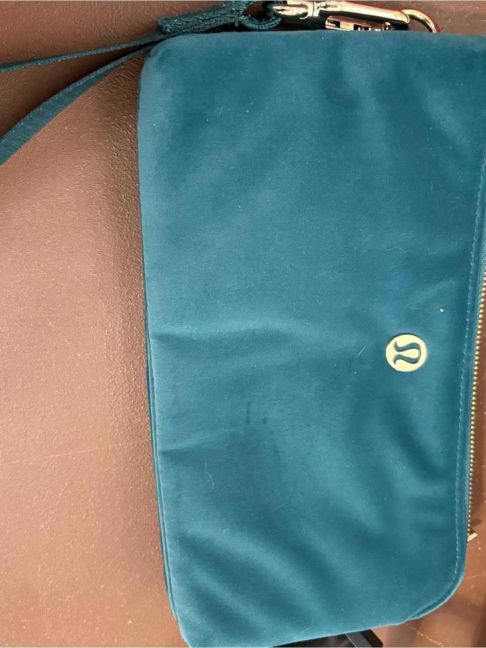 lululemon athletica Teal Wristlet Wallet with Gold Logo